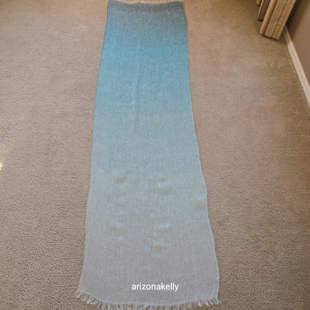 NWOT Linen Scarf Gradient Blue Ombre